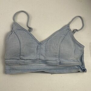 Haute‎ Monde Women's Denim Blue Bralette Top Size L Side Zip